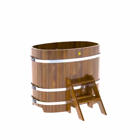 Купель овальная BentWood из лиственницы овальная, морёная рустик 760х1160х1200 мм