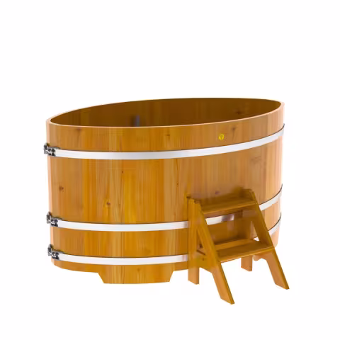 Купель овальная BentWood из лиственницы овальная, натуральная рустик 1120х1830х1000 мм