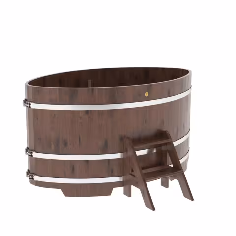 Купель овальная BentWood из дуба овальная, морёный рустик 1120х1830х1000 мм