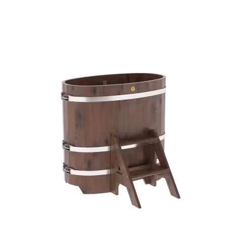 Купель овальная BentWood из дуба овальная, морёный рустик 590х1060х1200 мм