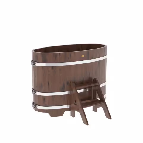 Купель овальная BentWood из дуба овальная, морёный рустик 690х1310х1400 мм