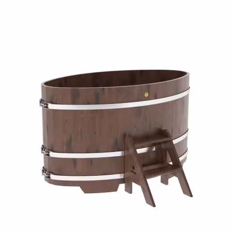 Купель овальная BentWood из дуба овальная, морёный рустик 920х1660х1400 мм