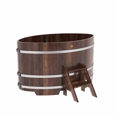 Купель овальная BentWood из лиственницы овальная, морёная премиум 1080х1750х1000 мм