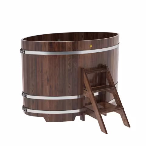 Купель овальная BentWood из лиственницы овальная, морёная премиум 1080х1750х1200 мм