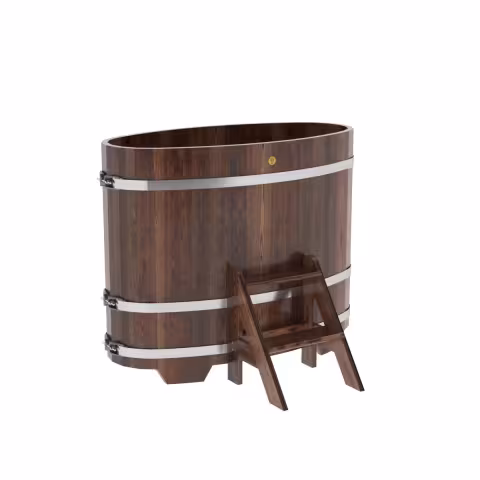 Купель овальная BentWood из лиственницы овальная, морёная премиум 690х1310х1100 мм