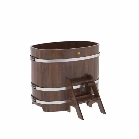 Купель овальная BentWood из лиственницы овальная, морёная премиум 760х1160х1000 мм