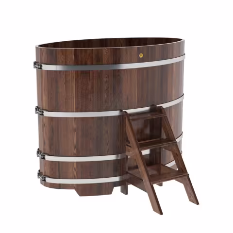 Купель овальная BentWood из лиственницы овальная, морёная премиум 920х1660х1400 мм