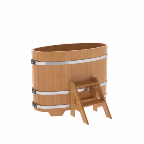Купель овальная BentWood из лиственницы овальная, натуральная премиум 690х1310х1000 мм