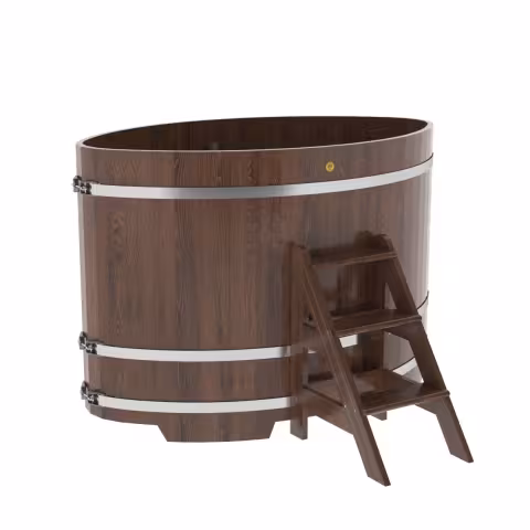Купель овальная BentWood из дуба овальная, морёный 1080х1750х1200 мм