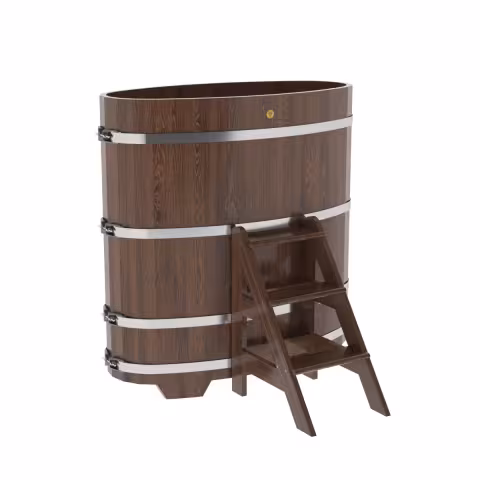 Купель овальная BentWood из дуба овальная, морёный 690х1310х1400 мм