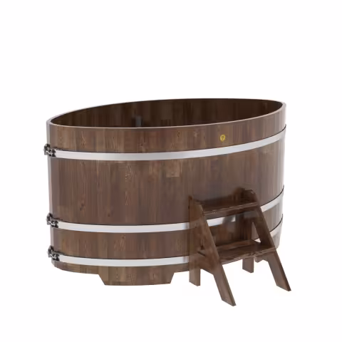 Купель овальная BentWood из сращенных ламелей лиственницы овальная, морёная 1150х1830х1000 мм