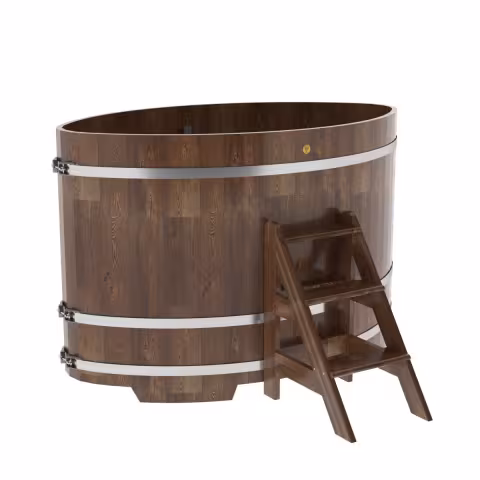 Купель овальная BentWood из сращенных ламелей лиственницы овальная, морёная 1150х1830х1200 мм