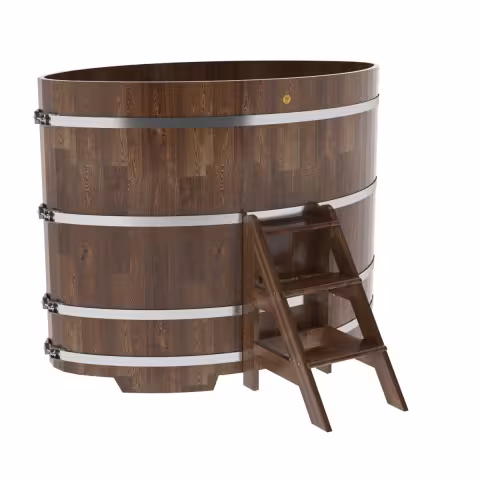 Купель овальная BentWood из сращенных ламелей лиственницы овальная, морёная 1150х1830х1400 мм