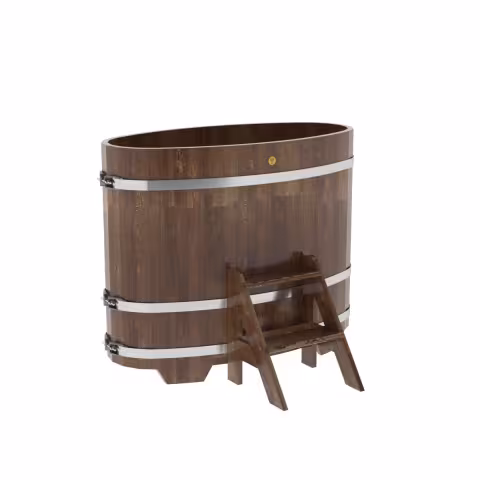 Купель овальная BentWood из сращенных ламелей лиственницы овальная, морёная 690х1310х1100 мм