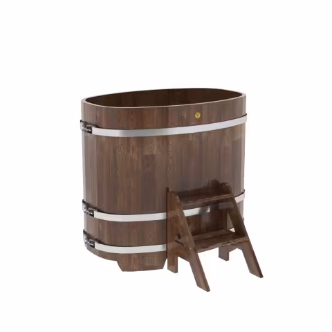 Купель овальная BentWood из сращенных ламелей лиственницы овальная, морёная 760х1160х1100 мм
