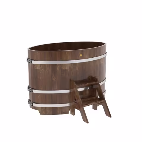 Купель овальная BentWood из сращенных ламелей лиственницы овальная, морёная 800х1420х1000 мм