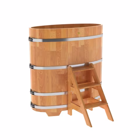 Купель овальная BentWood из сращенных ламелей лиственницы овальная, натуральная 690х1310х1400 мм