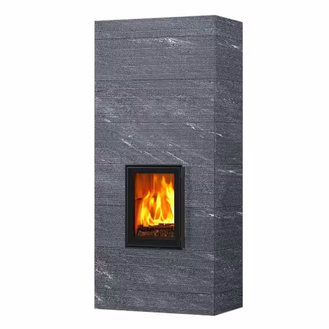 Дровяной камин KOLI CLASSIC 21 Туликиви Unica, 2100мм, нижние подключение, двухсторонняя дверца