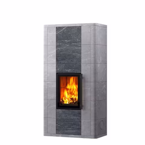 Дровяной камин LAMPO CLASSIC 18 Туликиви Nobile, 1800мм, верхнее подключение, односторонняя дверца