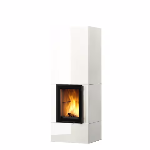 Дровяной камин KOLI S LUX WHITE 18 T Туликиви LUX WHITE, 1800мм, верхнее подключение, односторонняя дверца