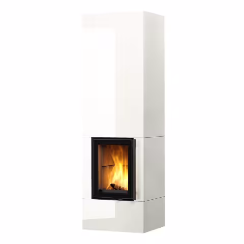 Дровяной камин KOLI S LUX WHITE 18 T Туликиви LUX WHITE, 2100мм, верхнее подключение, односторонняя дверца
