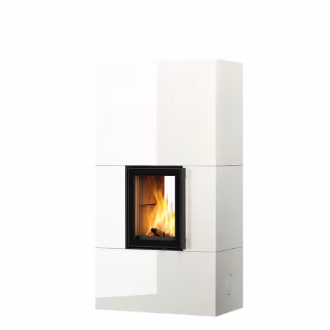 Дровяной камин KOLI LUX 18 Туликиви LUX WHITE, 1800мм, верхнее подключение, двухсторонняя дверца