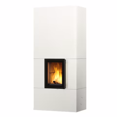 Дровяной камин KOLI LUX 21 Туликиви STRUCTURE WHITE, 2100мм, нижнее подключение, односторонняя дверца