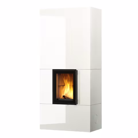Дровяной камин KOLI LUX 21 Туликиви LUX WHITE, 2100мм, верхнее подключение, односторонняя дверца