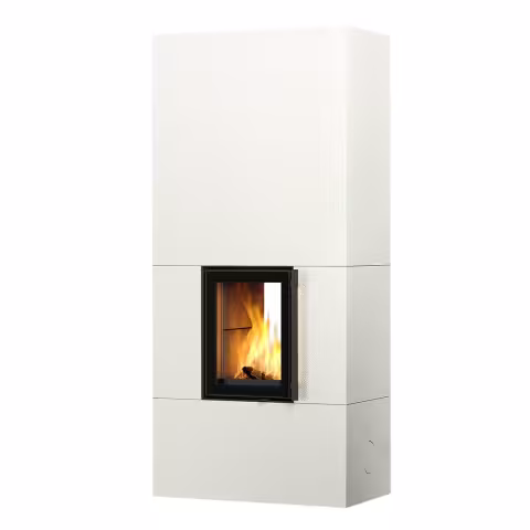 Дровяной камин KOLI LUX 21 Туликиви STRUCTURE WHITE, 2100мм, верхнее подключение, двухсторонняя дверца