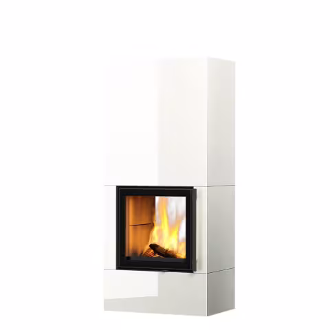 Дровяной камин RAITA S LUX WHITE 18 T Туликиви LUX WHITE, 1800мм, верхнее подключение, двухсторонняя дверца