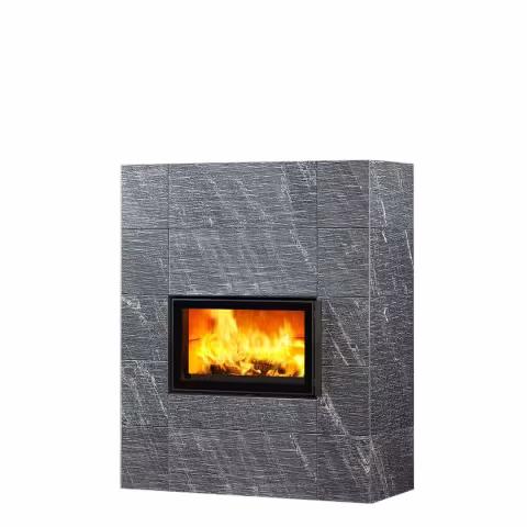 Дровяной камин SARAMO CLASSIC 15 Туликиви Grafia, 1500мм, нижние подключение, двухсторонняя дверца