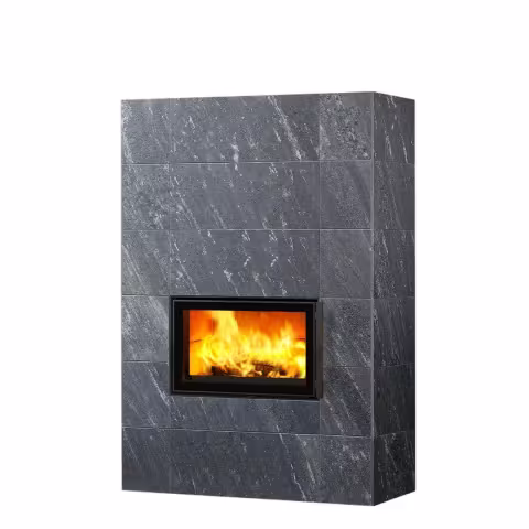 Дровяной камин SARAMO CLASSIC 18 Туликиви Nobile, 1800мм, верхнее подключение, односторонняя дверца