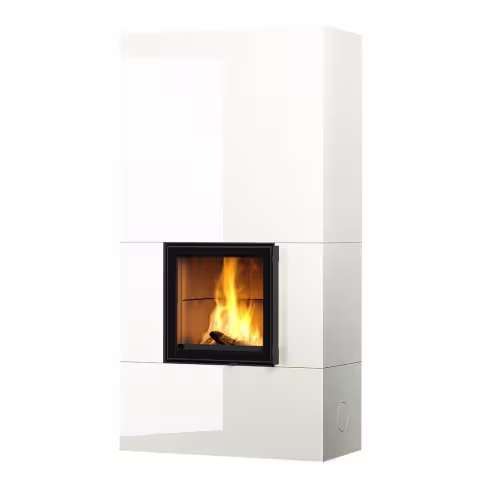 Дровяной камин RAITA LUX 21 Туликиви LUX WHITE, 2100мм, верхнее подключение, двухсторонняя дверца
