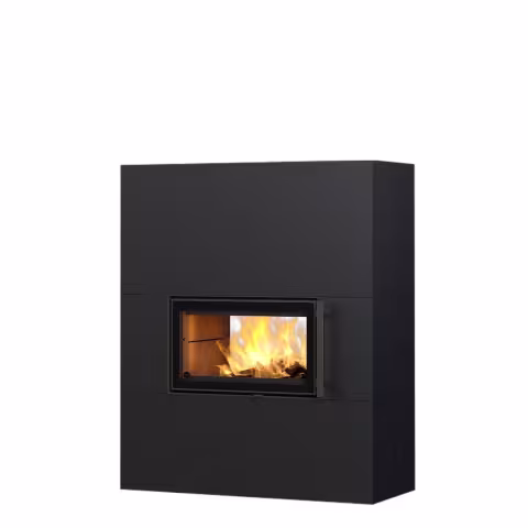 Дровяной камин SARAMO STRUCTURE 15 Туликиви STRUCTURE BLACK, 1500мм, верхнее подключение, двухсторонняя дверца