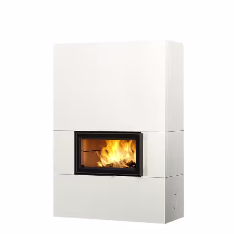 Дровяной камин SARAMO STRUCTURE 18 Туликиви STRUCTURE WHITE, 1800мм, верхнее подключение, односторонняя дверца