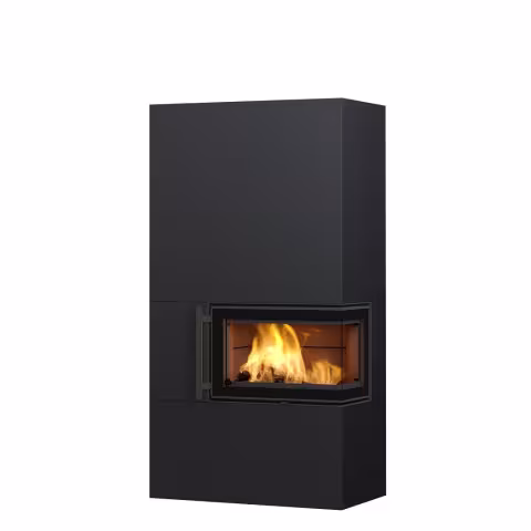 Дровяной камин PETRO SATIN 18 Туликиви STRUCTURE BLACK, 1800мм, нижнее подключение
