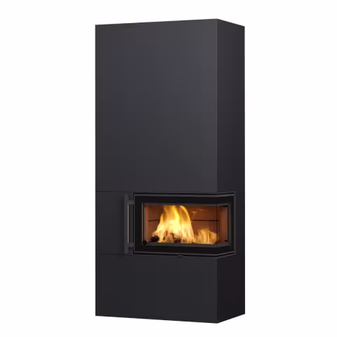 Дровяной камин PETRO SATIN 21 Туликиви SATIN BLACK, 2100мм, нижнее подключение