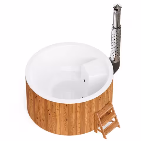 Круглая купель POLARSPA ELITE 200 с подогревом термобереза светлая