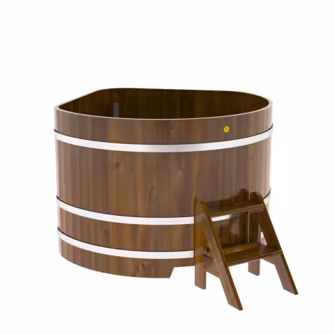 Купель угловая BentWood из лиственницы угловая, морёная рустик 1370х1370х1100 мм