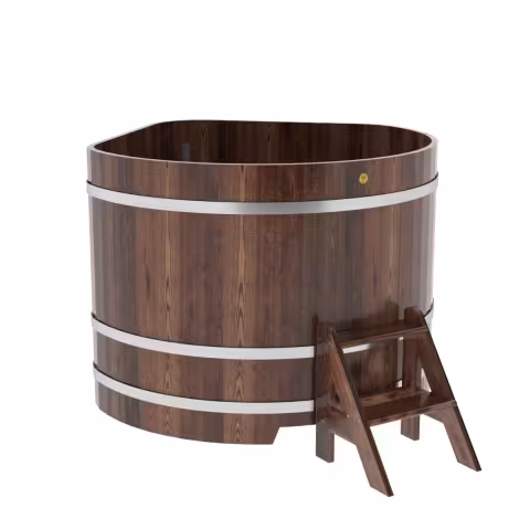 Купель угловая BentWood из лиственницы угловая, морёная премиум 1370х1370х1100 мм