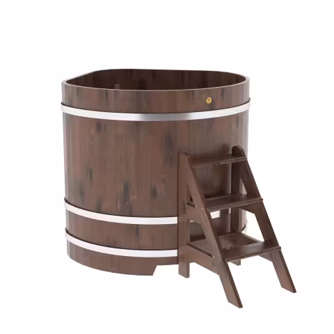 Купель угловая BentWood из дуба угловая, морёный рустик 1190х1190х1200 мм