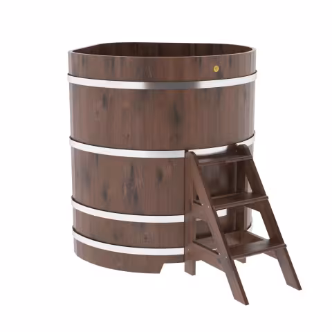 Купель угловая BentWood из дуба угловая, морёный рустик 1190х1190х1400 мм