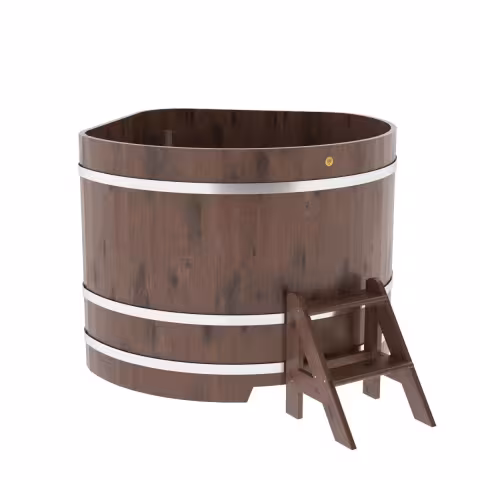 Купель угловая BentWood из дуба угловая, морёный рустик 1370х1370х1100 мм