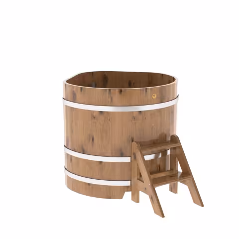 Купель угловая BentWood из дуба угловая, натуральный рустик 1030х1030х1000 мм