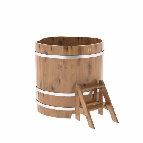Купель угловая BentWood из дуба угловая, натуральный рустик 1030х1030х1100 мм