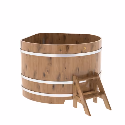 Купель угловая BentWood из дуба угловая, натуральный рустик 1370х1370х1000 мм