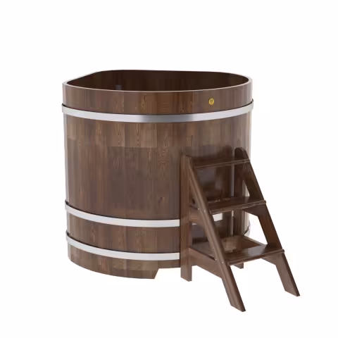Купель угловая BentWood из сращенных ламелей лиственницы угловая, морёная 1190х1190х1200 мм