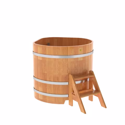 Купель угловая BentWood из сращенных ламелей лиственницы угловая, натуральная 1030х1030х1000 мм