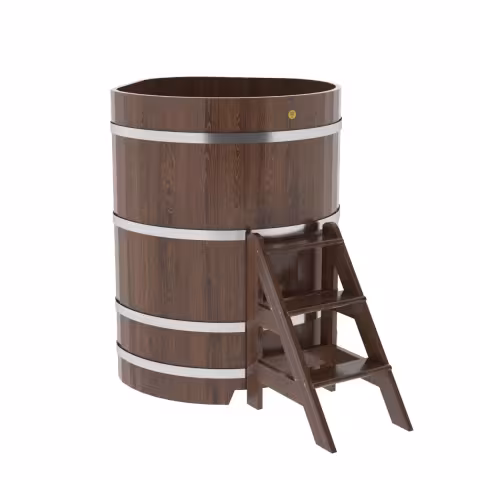 Купель угловая BentWood из дуба угловая, морёный 1030х1030х1400 мм