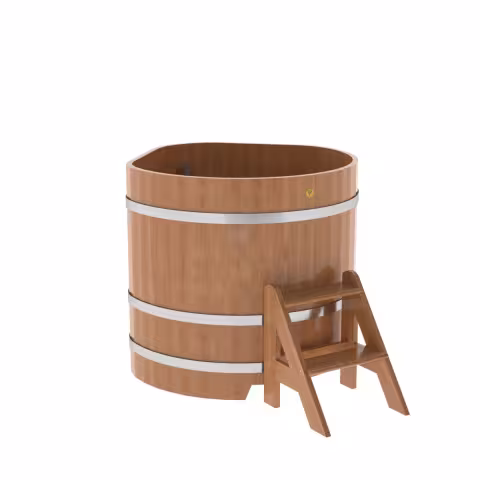 Купель угловая BentWood из дуба угловая, натуральный 1030х1030х1000 мм